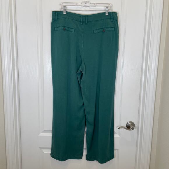 Sundance Pleated Wide Leg Pants Green Lyocell High Rise NWT 14P - Picture 5 of 5